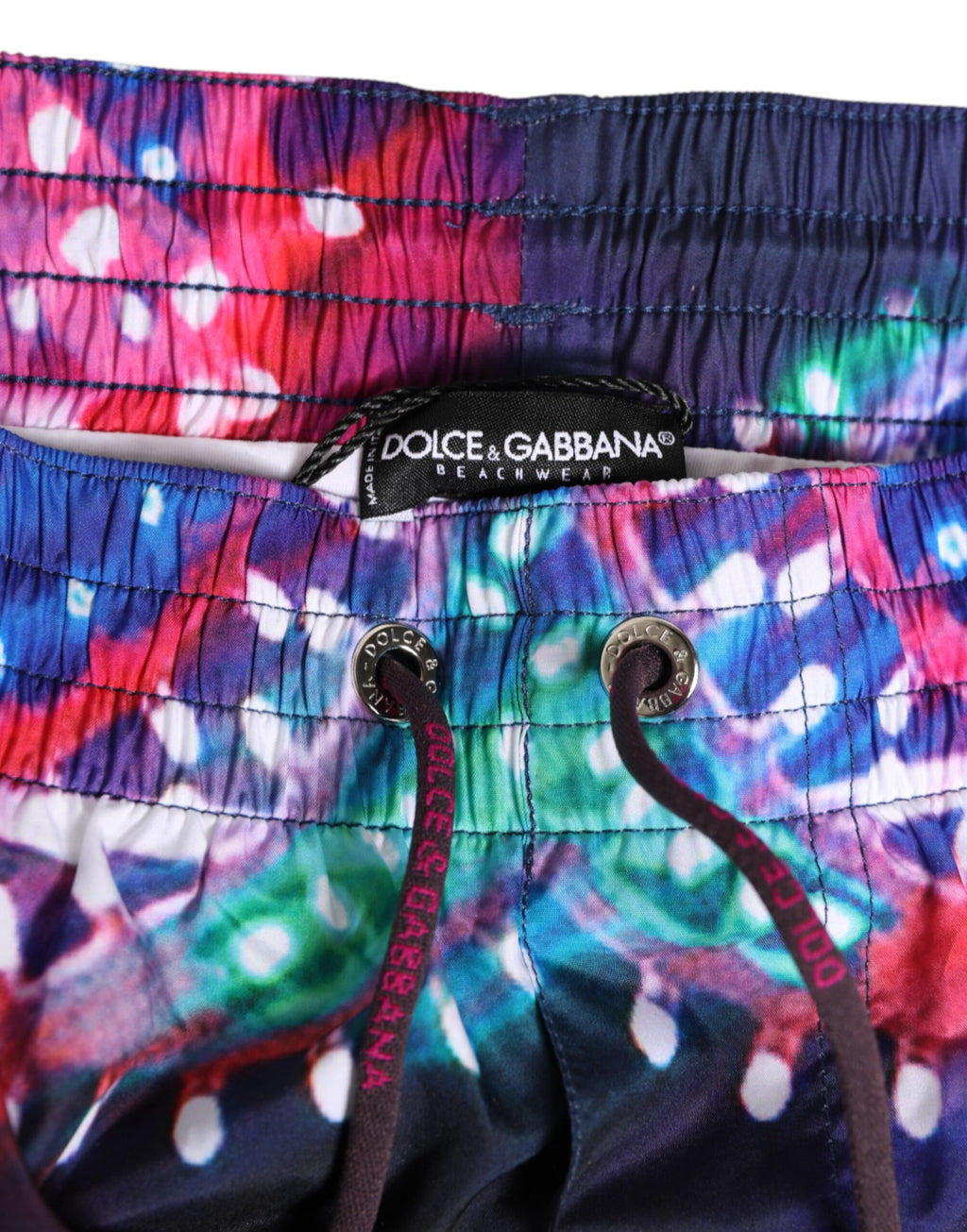 Mehrfarbige Neonprint-Badeshorts aus Polyester