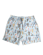 Blue Seashell Print Nylon Men Shorts Swimwear