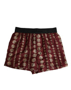 Bordeaux Seide Münz-Print Herren Boxer Badeshorts