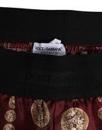 Bordeaux Seide Münz-Print Herren Boxer Badeshorts