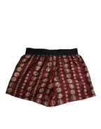 Bordeaux Seide Münz-Print Herren Boxer Badeshorts