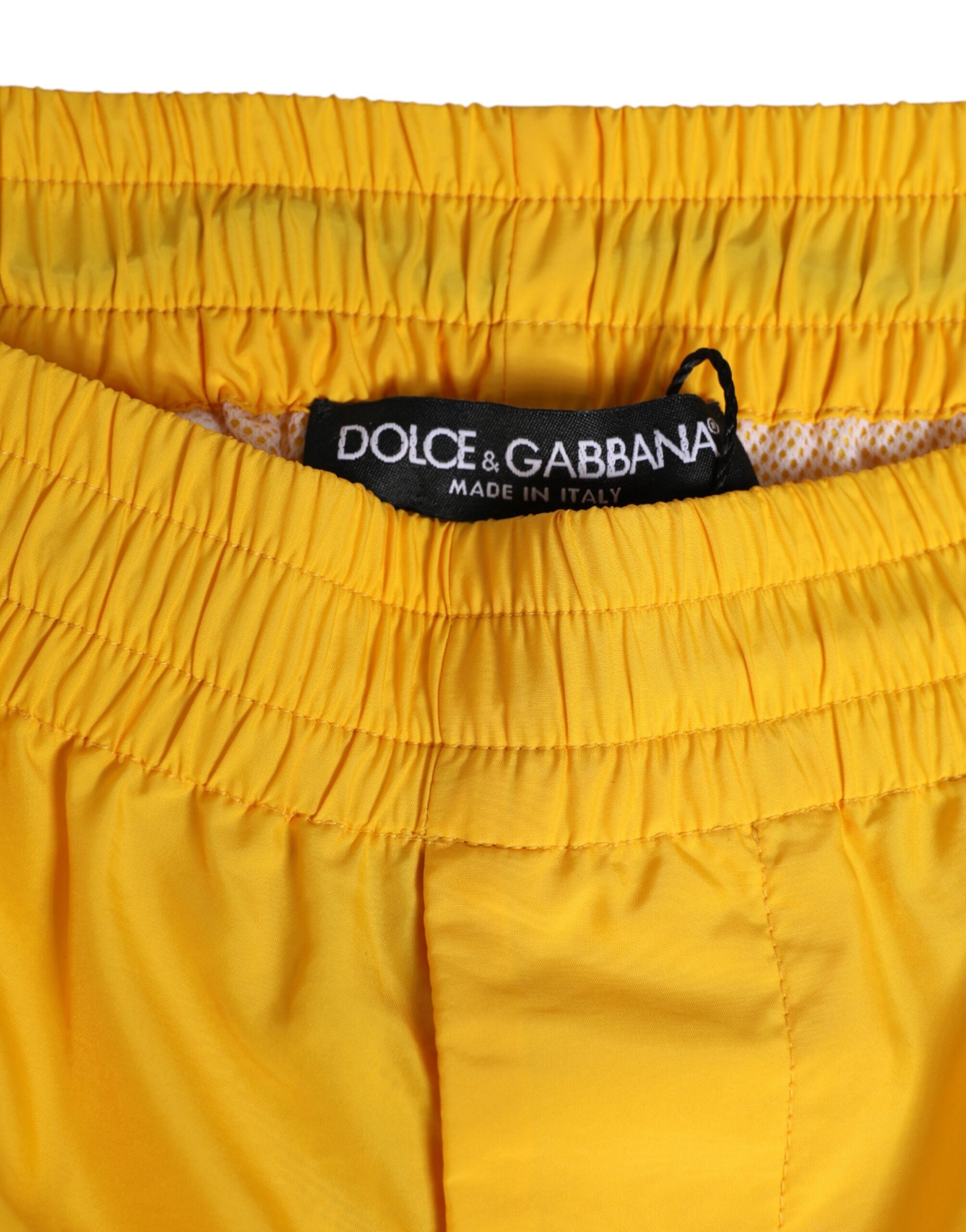 Pantaloncini boxer in nylon giallo con placca logo - Costumi da bagno