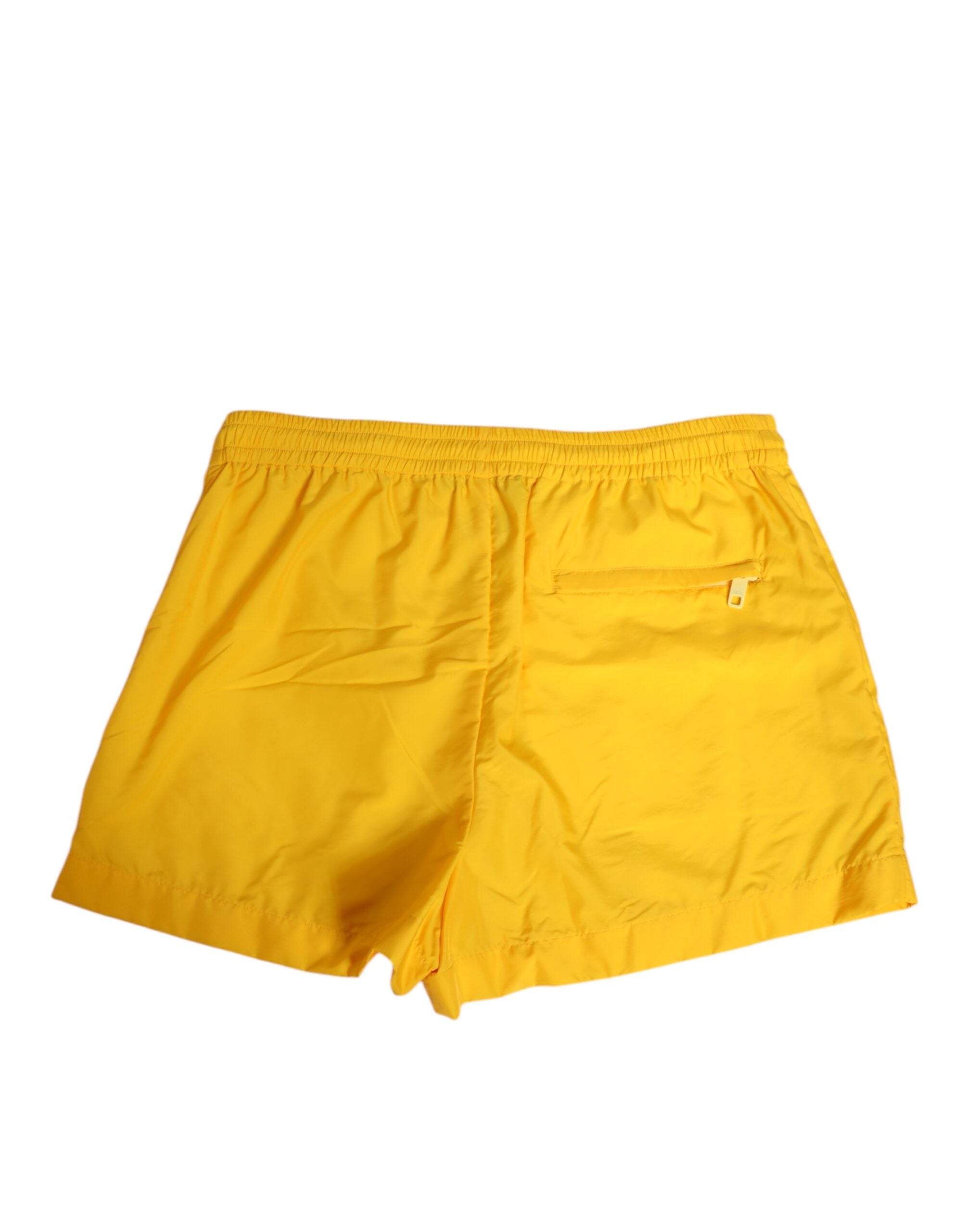 Pantaloncini boxer in nylon giallo con placca logo - Costumi da bagno