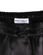 Black Silk Satin Elastic Men's Boxer Short Swimwear