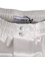 White Silk Satin Elastic Men Boxer Short Swimwear