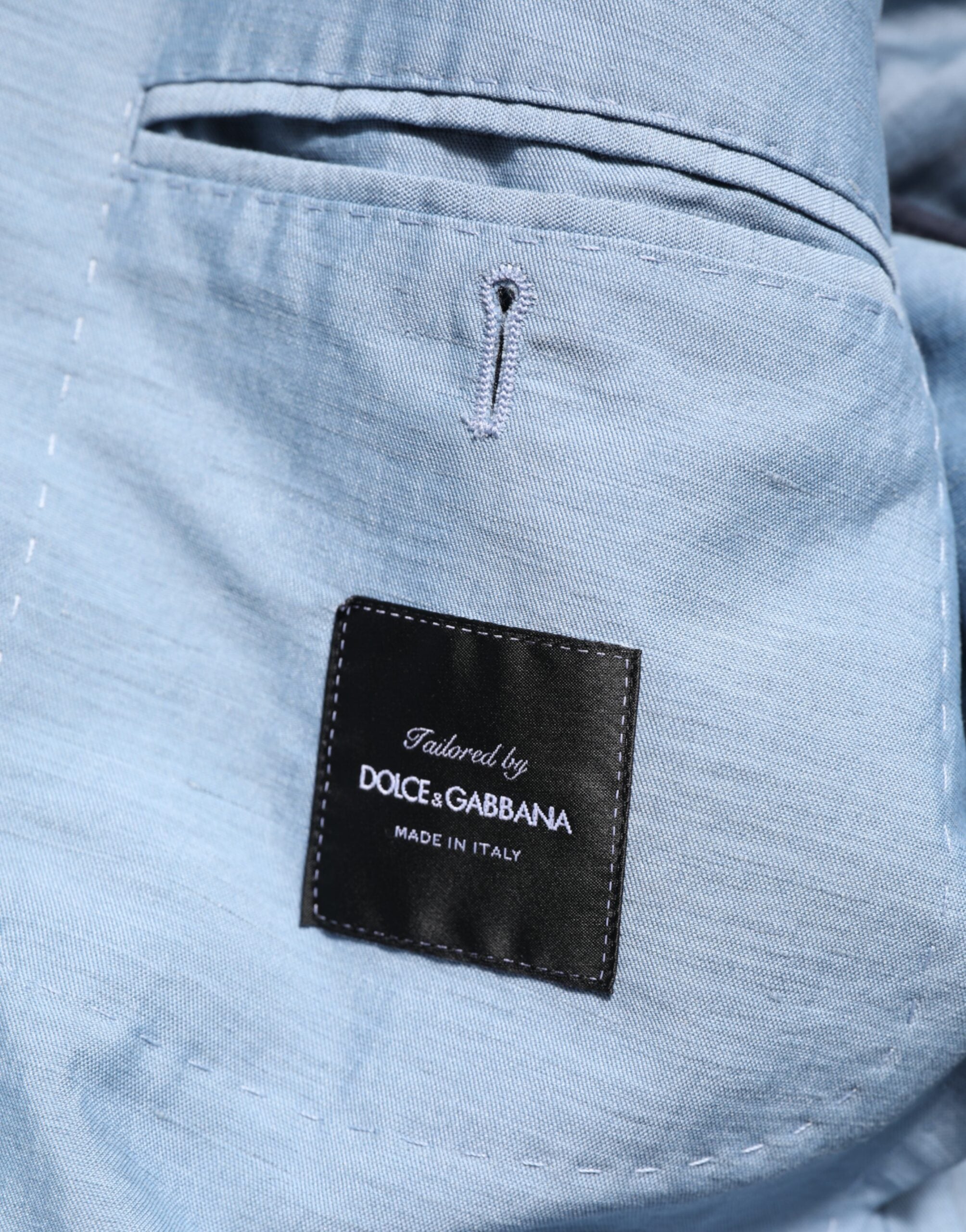 Light Blue Linen Double Breasted Men's Jacket Blazer