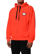 Rot leuchtender Kapuzenpullover mit Logo-Patch aus Polyester