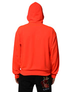 Rot leuchtender Kapuzenpullover mit Logo-Patch aus Polyester
