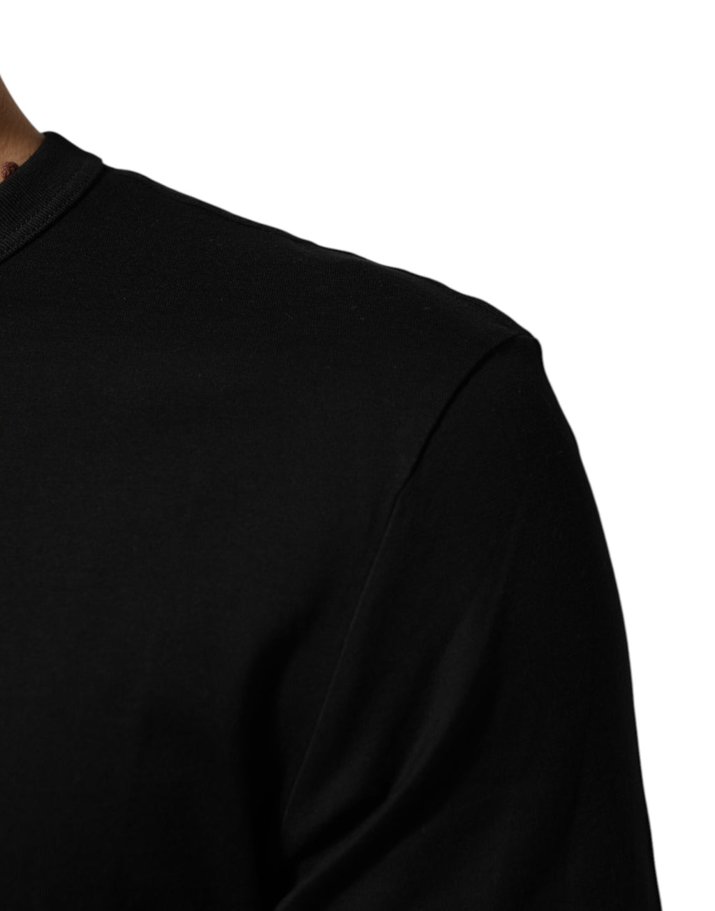 Herren-T-Shirt aus schwarzem Baumwollsamt mit Logo-Print