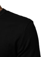 Herren-T-Shirt aus schwarzem Baumwollsamt mit Logo-Print