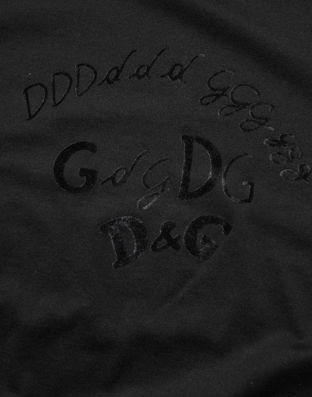 Herren-T-Shirt aus schwarzem Baumwollsamt mit Logo-Print