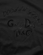 Herren-T-Shirt aus schwarzem Baumwollsamt mit Logo-Print
