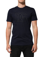Dunkelblaues Baumwoll-T-Shirt für Herren mit DG-Logo-Print