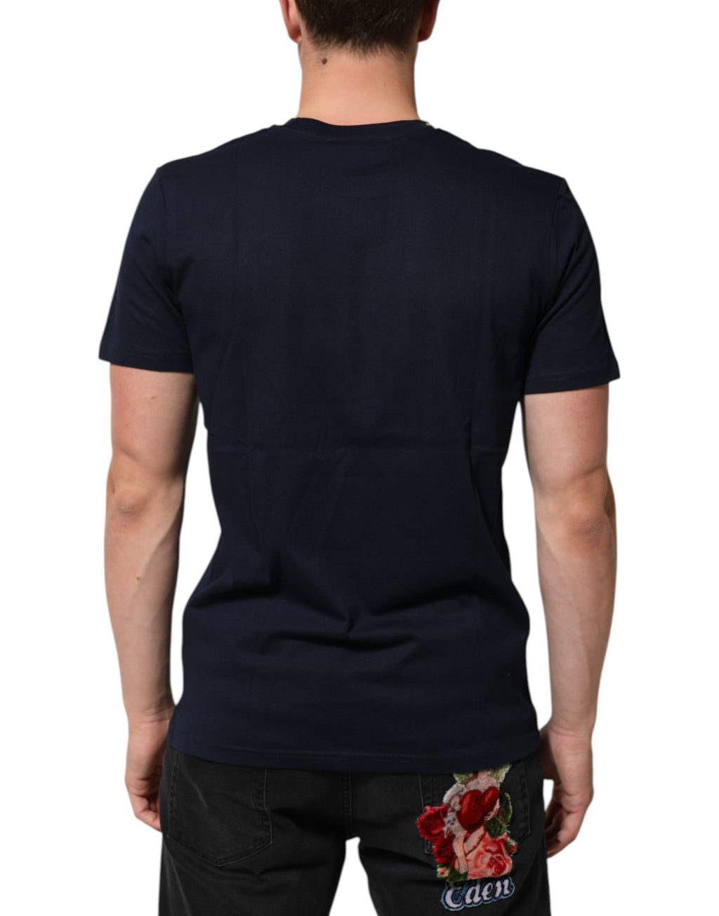Dunkelblaues Baumwoll-T-Shirt für Herren mit DG-Logo-Print
