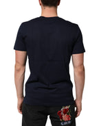 Dunkelblaues Baumwoll-T-Shirt für Herren mit DG-Logo-Print