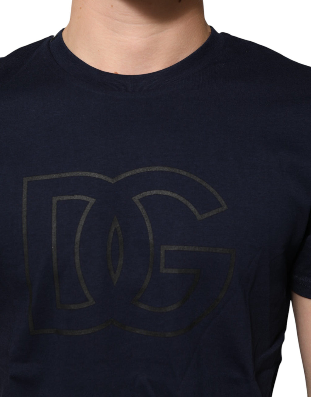 Dunkelblaues Baumwoll-T-Shirt für Herren mit DG-Logo-Print
