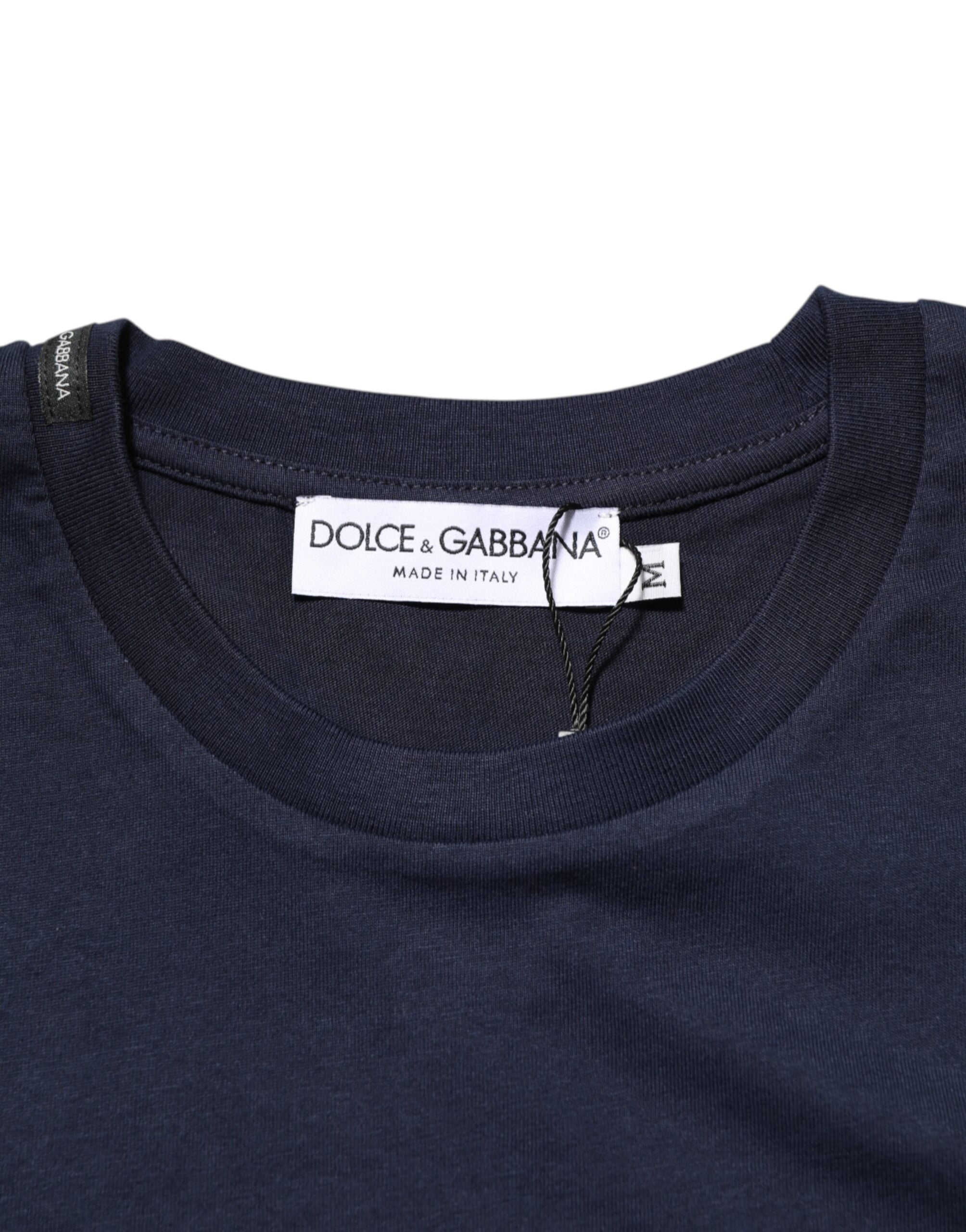 Dunkelblaues Baumwoll-T-Shirt für Herren mit DG-Logo-Print