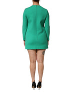 Grünes Mini-Langarmkleid aus Viskose-Acetat