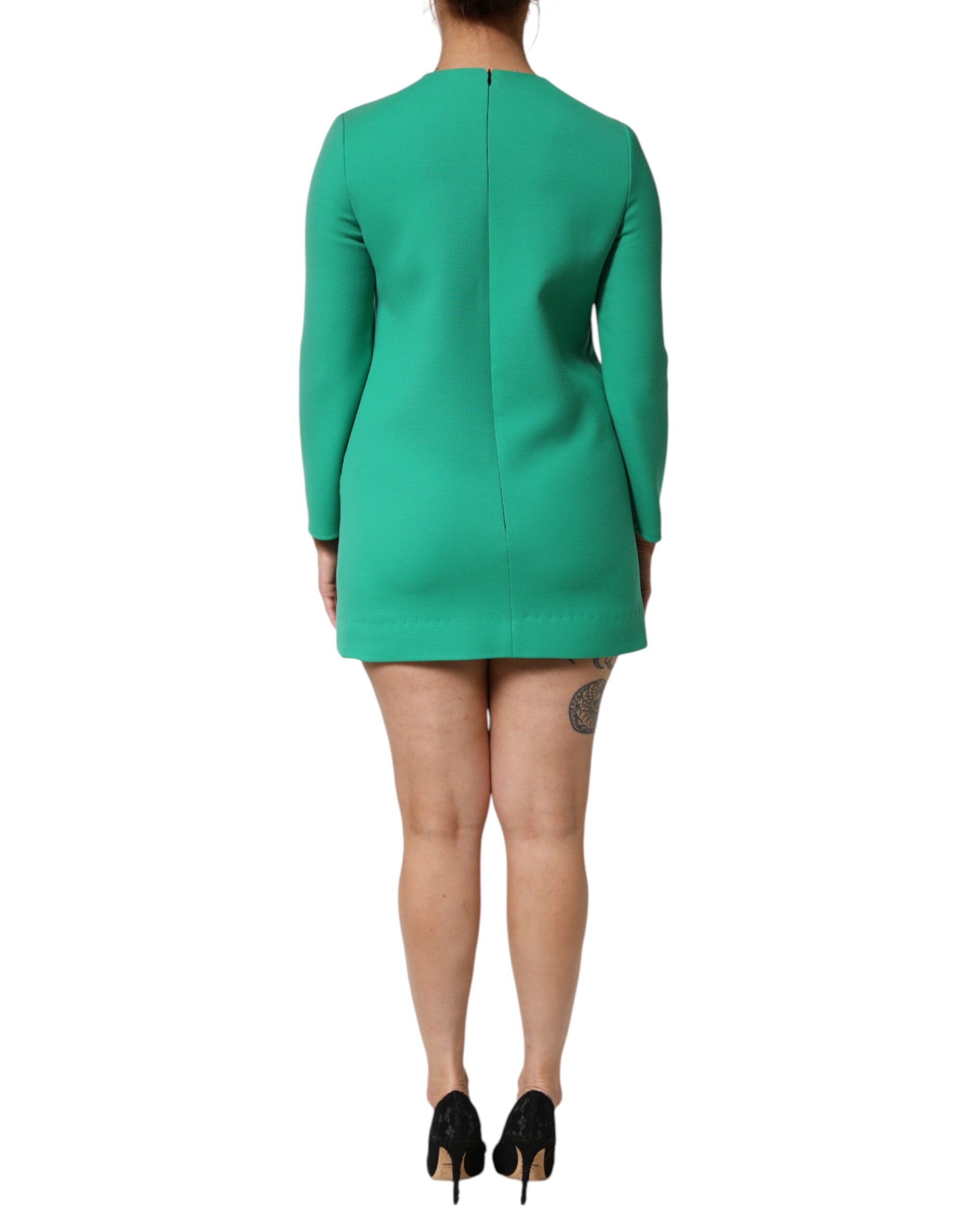 Grünes Mini-Langarmkleid aus Viskose-Acetat