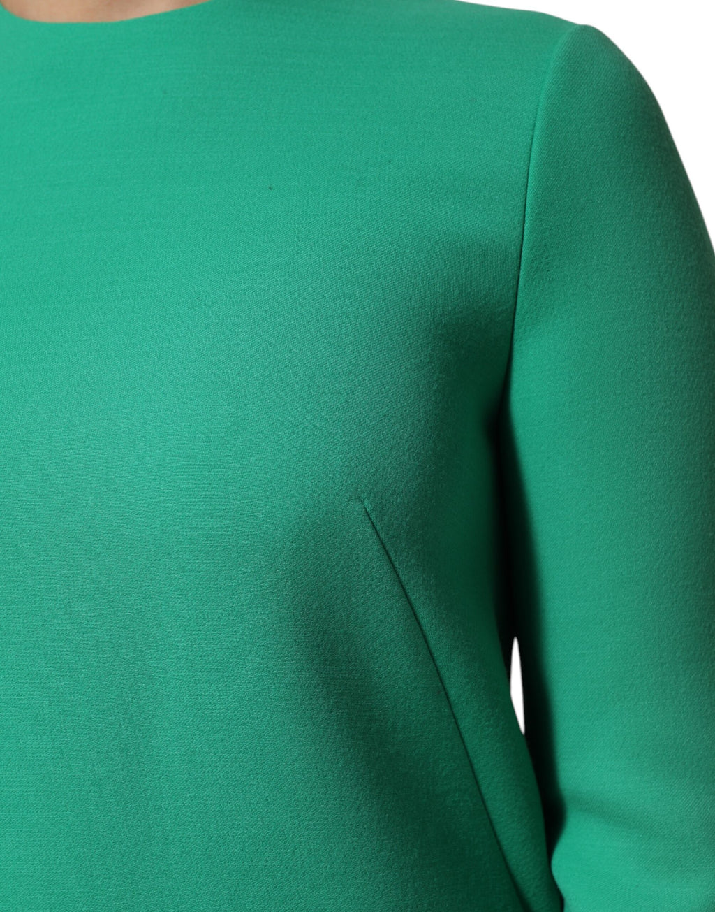 Grünes Mini-Langarmkleid aus Viskose-Acetat
