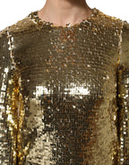 Gold Pailletten Langarm Minikleid