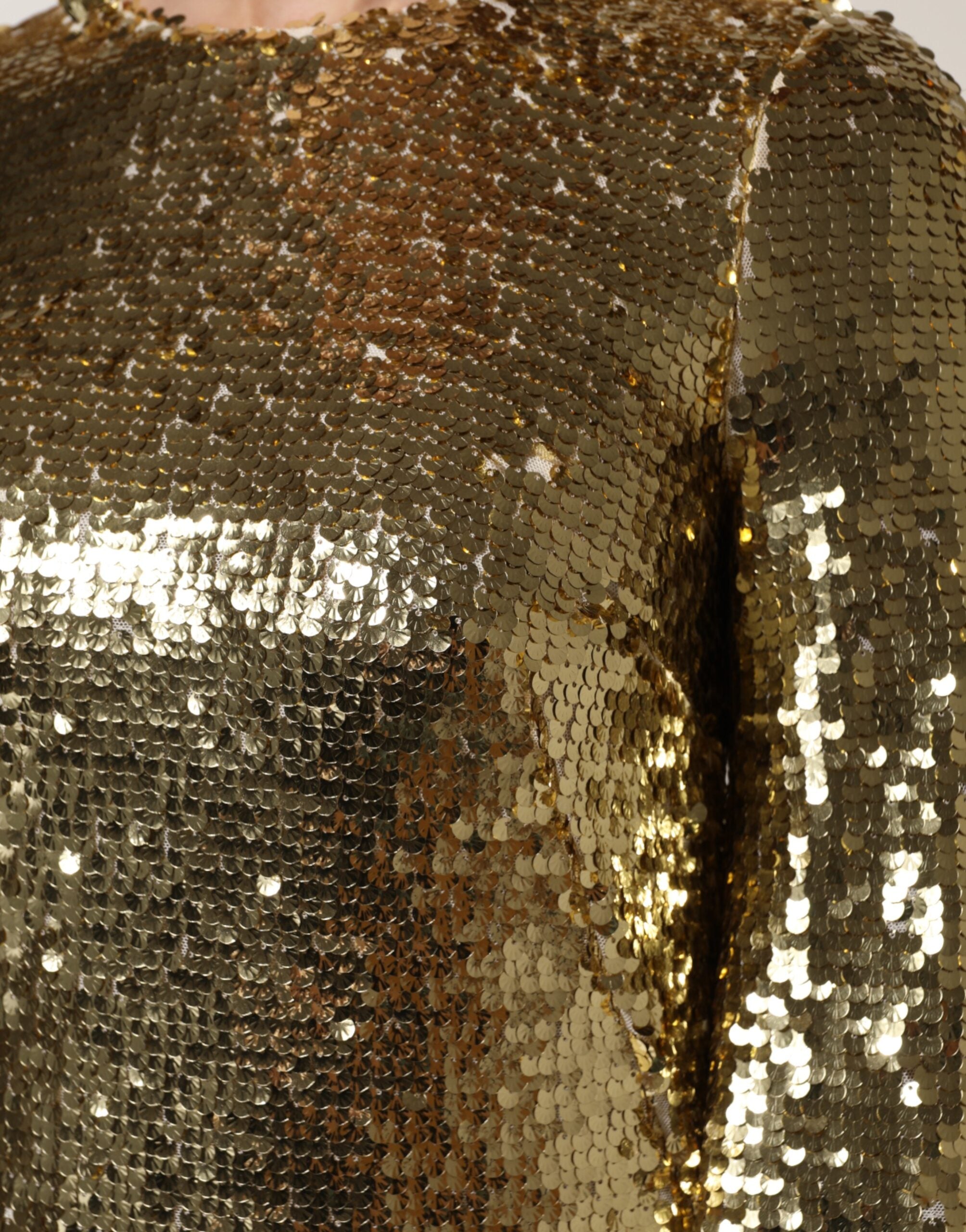 Gold Pailletten Langarm Minikleid