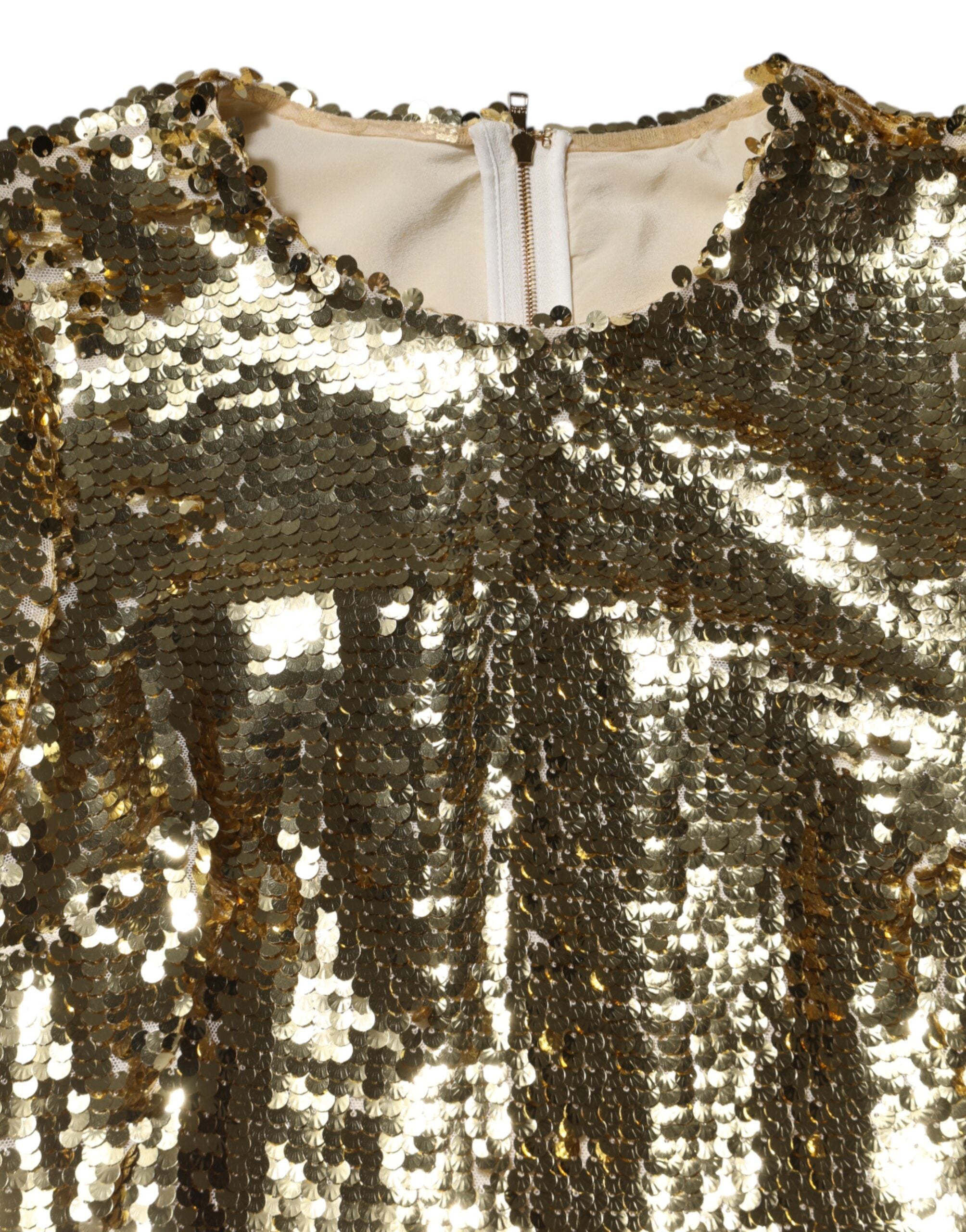 Gold Pailletten Langarm Minikleid