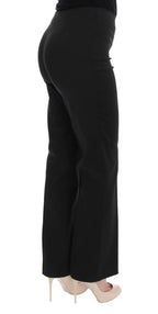 Black Stretch Straight Fit Dress Trousers