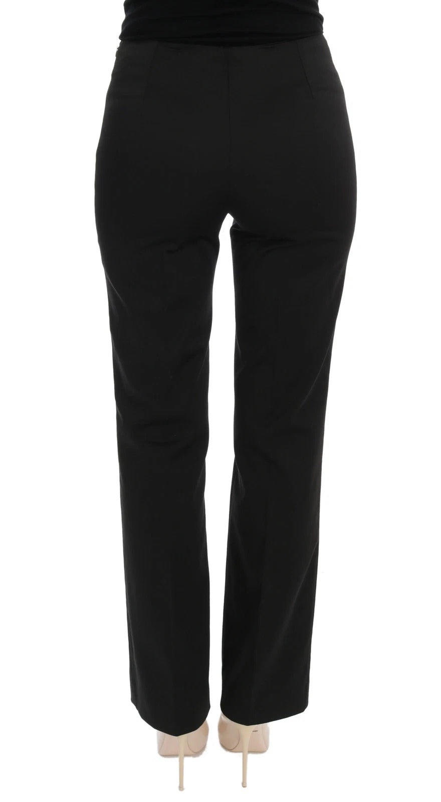 Black Stretch Straight Fit Dress Trousers