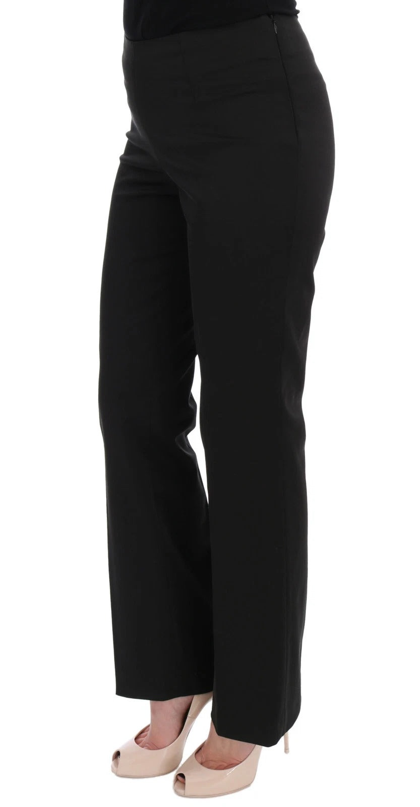 Black Stretch Straight Fit Dress Trousers