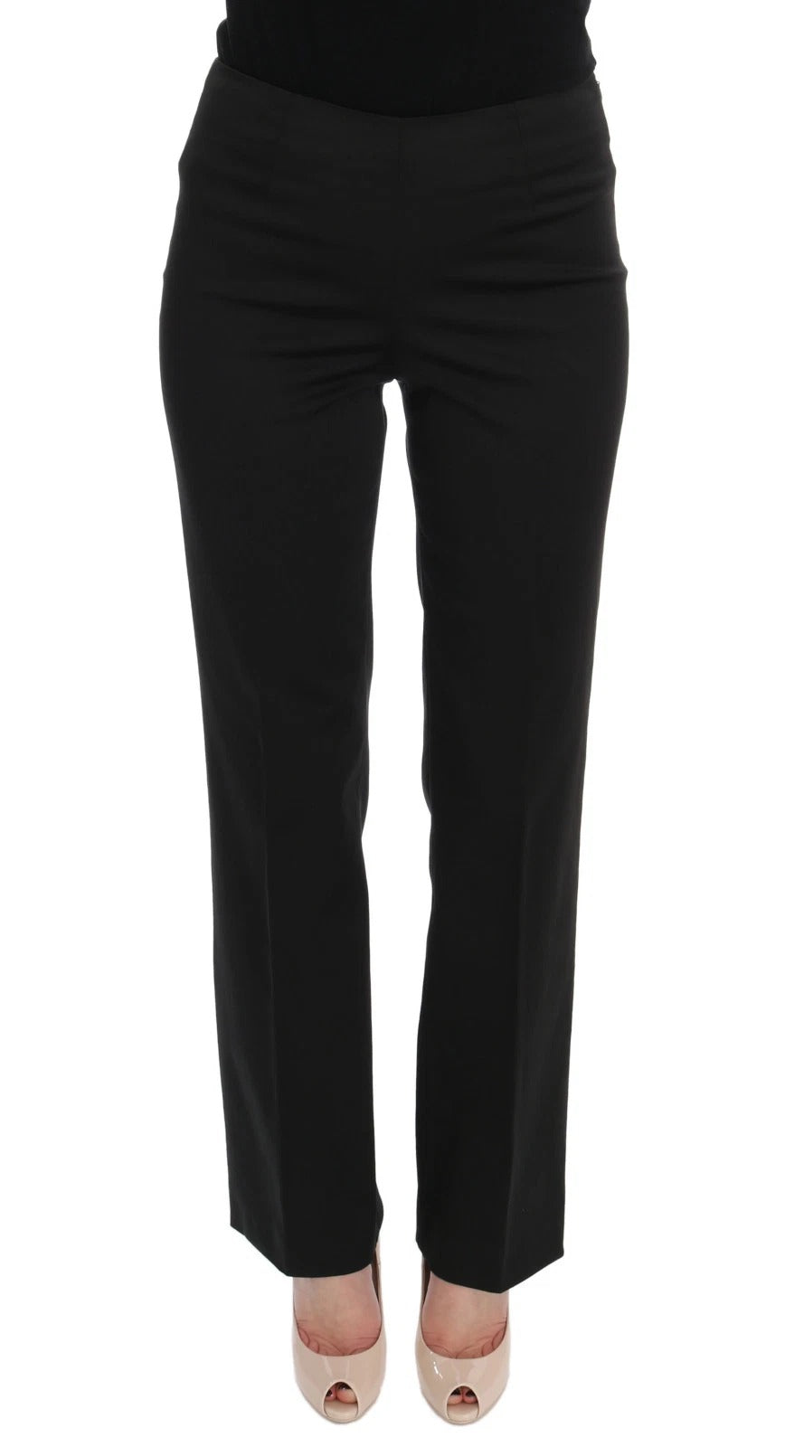Black Stretch Straight Fit Dress Trousers