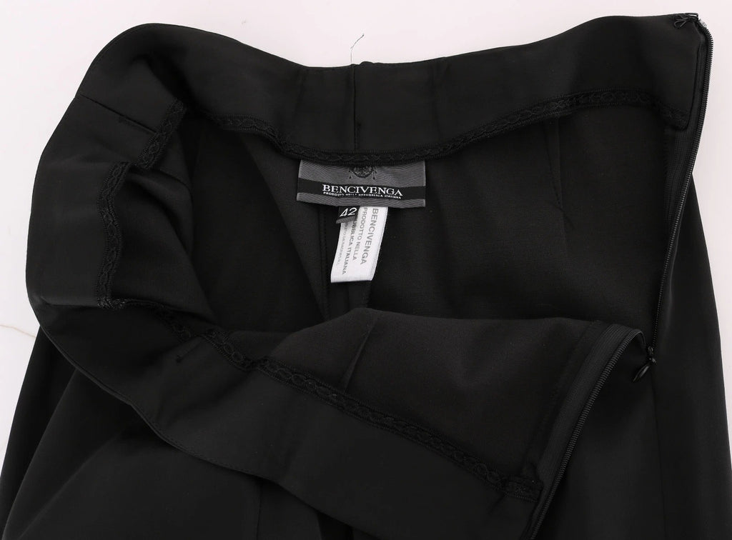 Black Stretch Straight Fit Dress Trousers