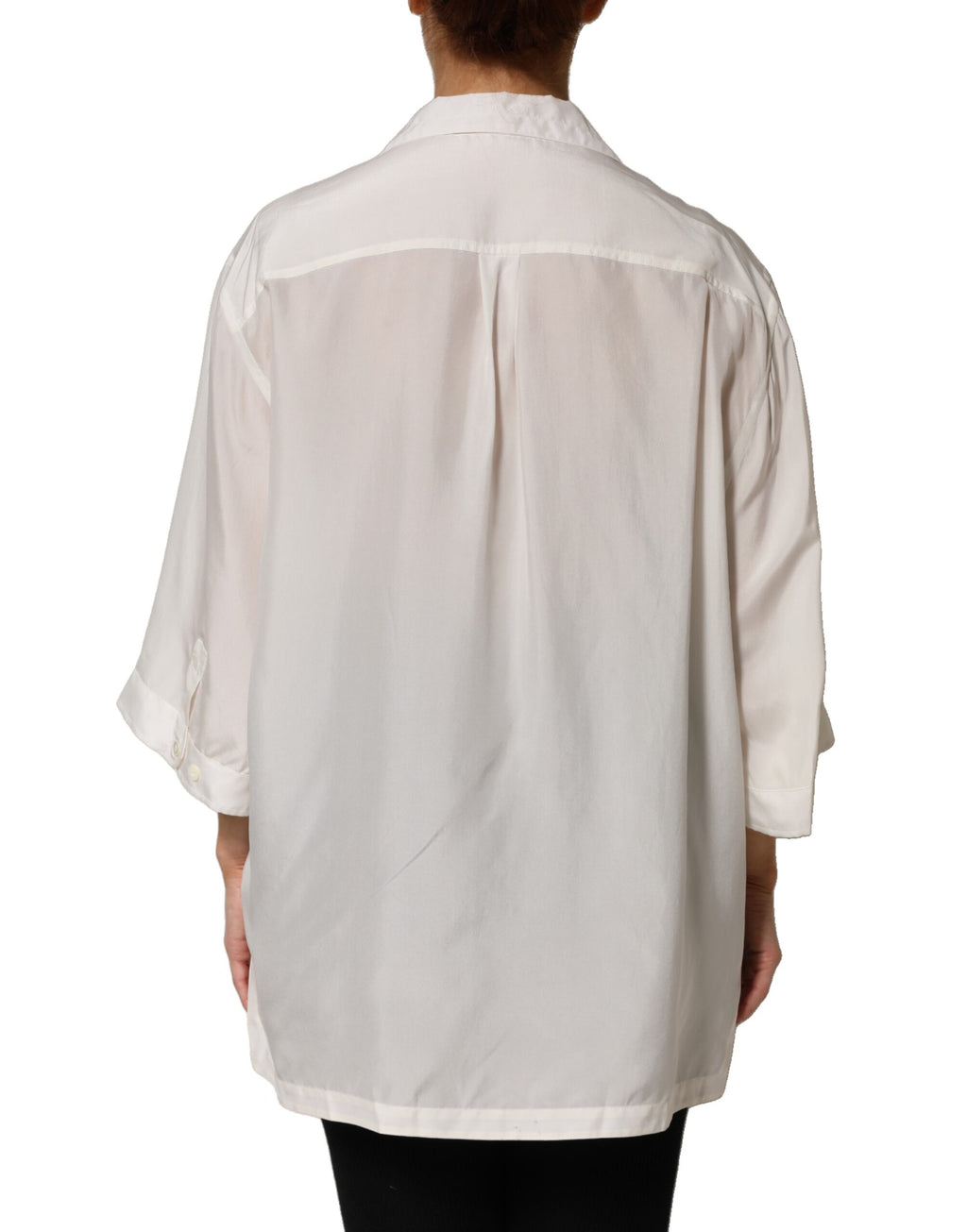 Weiße Seidenbluse mit Kragen und 3/4-Ärmeln