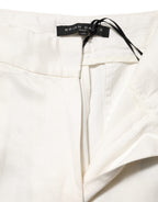 White Viscose Linen Wide Leg Palazzo Womens Pants