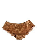Braune Spitzen-Seiden-Satin-Slip-Dessous
