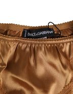 Braune Spitzen-Seiden-Satin-Slip-Dessous