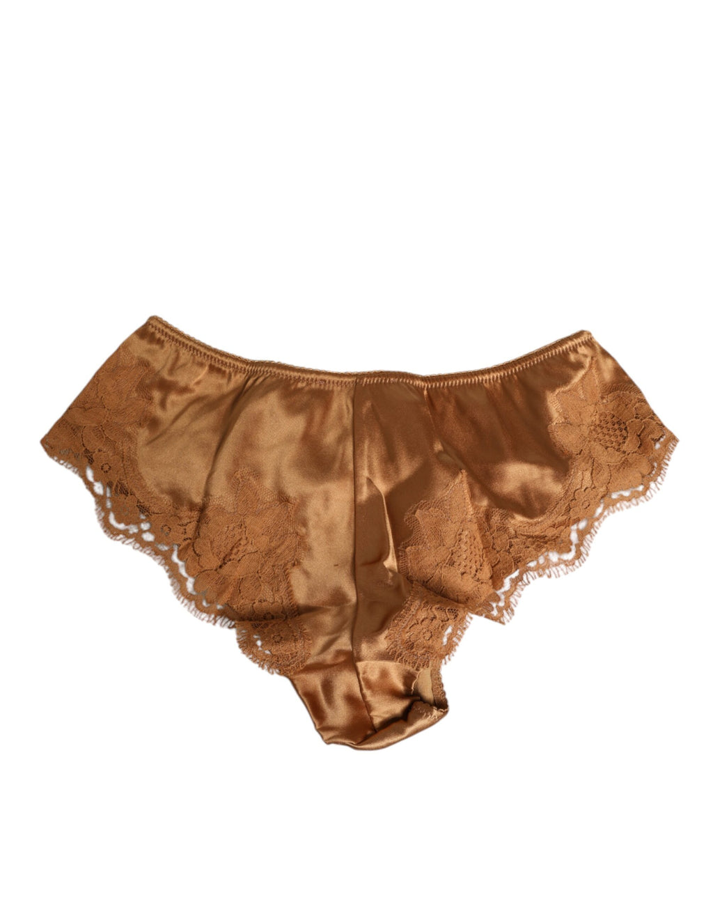 Braune Spitzen-Seiden-Satin-Slip-Dessous