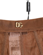 Brown Sheer Mesh High Waist Briefs Underwear