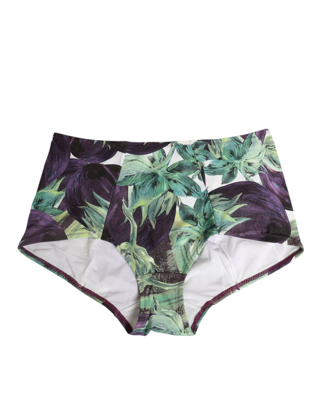 Slip mit Auberginen-Print und hoher Taille