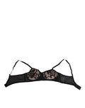 Schwarzer transparenter BH aus Spitze mit Blumenmuster