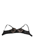 Schwarzer transparenter BH aus Spitze mit Blumenmuster