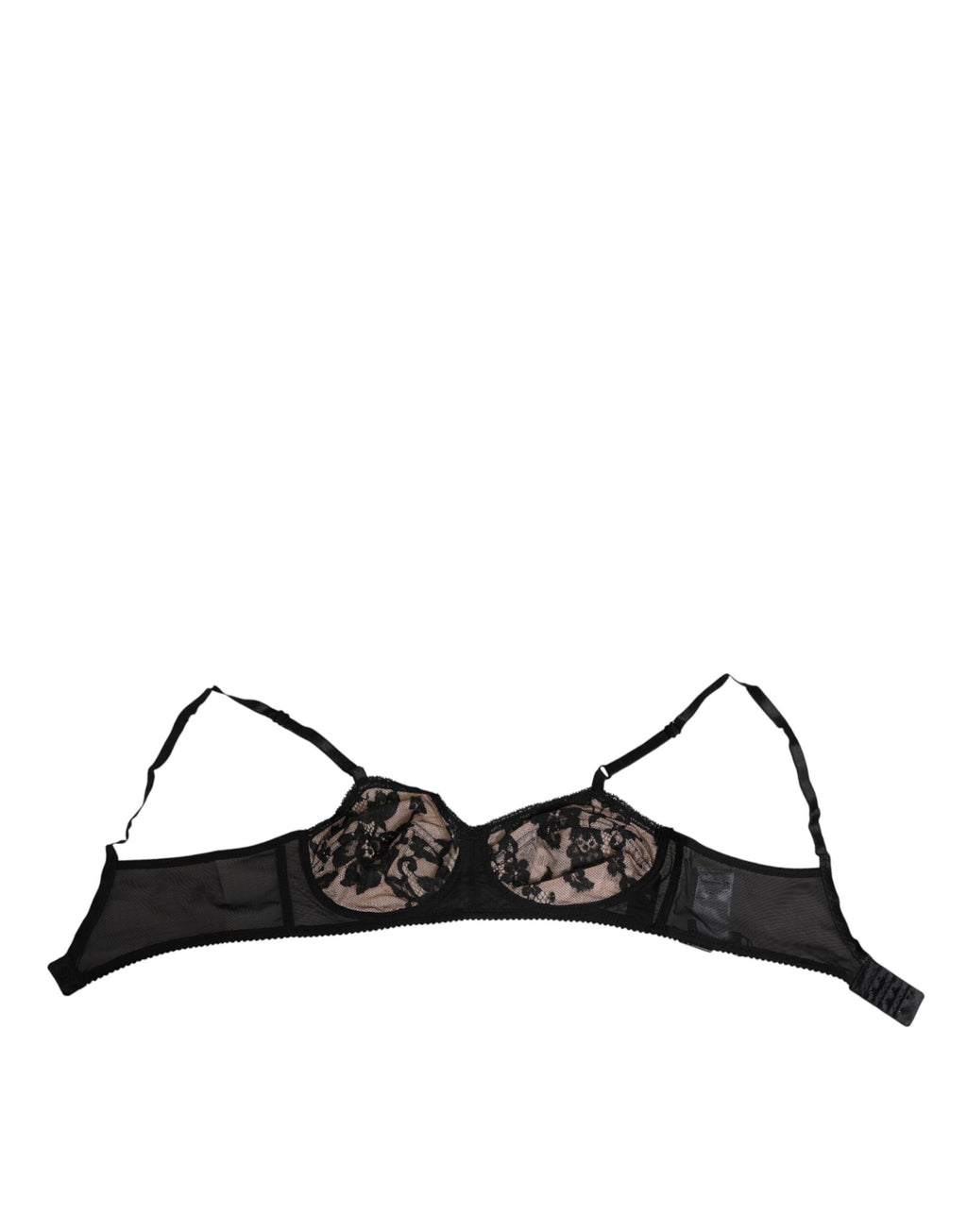 Schwarzer transparenter BH aus Spitze mit Blumenmuster