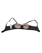 Schwarzer transparenter BH aus Spitze mit Blumenmuster
