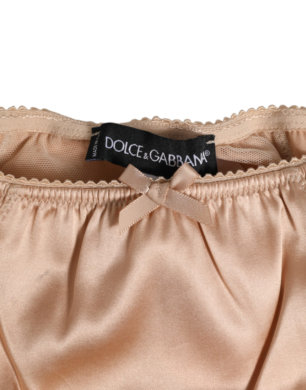 Nude-beige Seidensatin Schleife Spitze Unterwäsche
