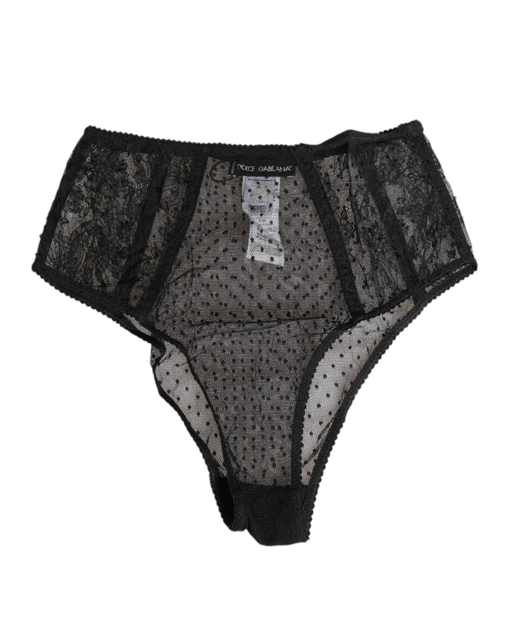 Schwarze Spitze gepunkteter Mesh High Waist Slip