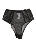 Schwarze Spitze gepunkteter Mesh High Waist Slip