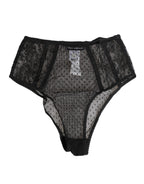 Schwarze Spitze gepunkteter Mesh High Waist Slip