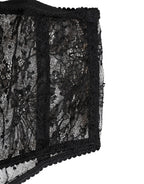 Schwarze Spitze gepunkteter Mesh High Waist Slip