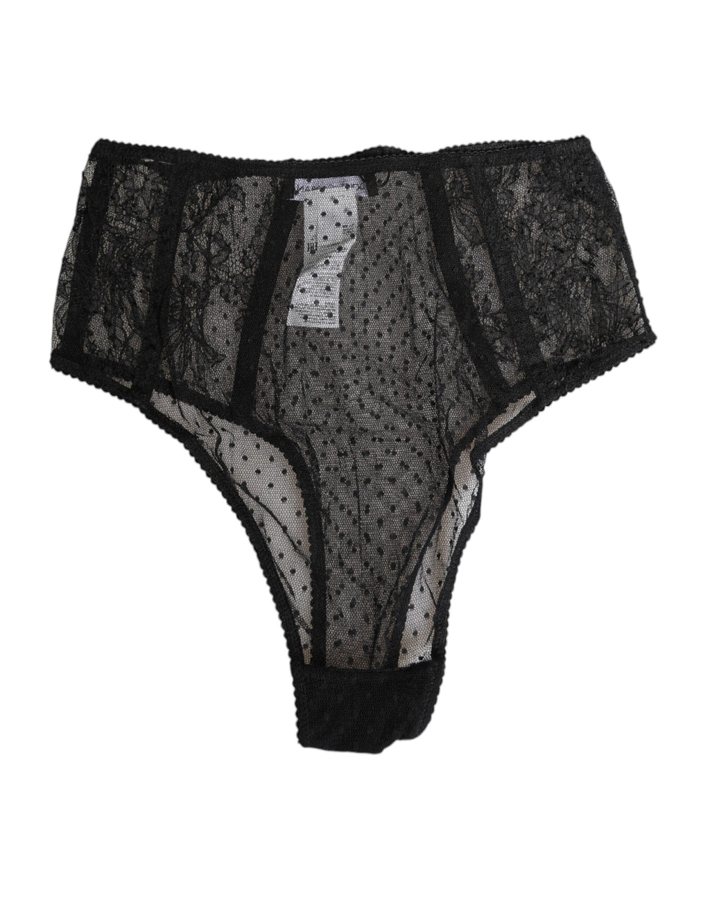 Schwarze Spitze gepunkteter Mesh High Waist Slip
