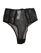 Schwarze Spitze gepunkteter Mesh High Waist Slip